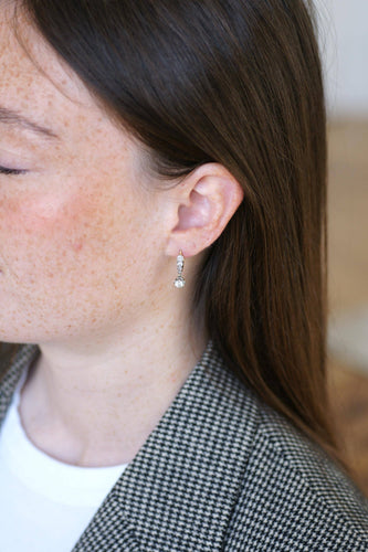 Boucles d'oreilles Boucles d'oreilles pendantes diamants en or jaune et platine 58 Facettes
