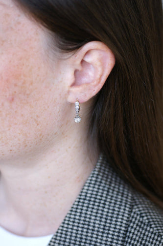 Boucles d'oreilles Boucles d'oreilles pendantes diamants en or jaune et platine 58 Facettes