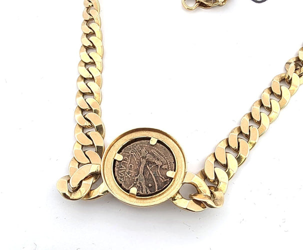 Collier Collier en or jaune 18 ct avec monnaie romaine antique 58 Facettes 363/26 A 174/26