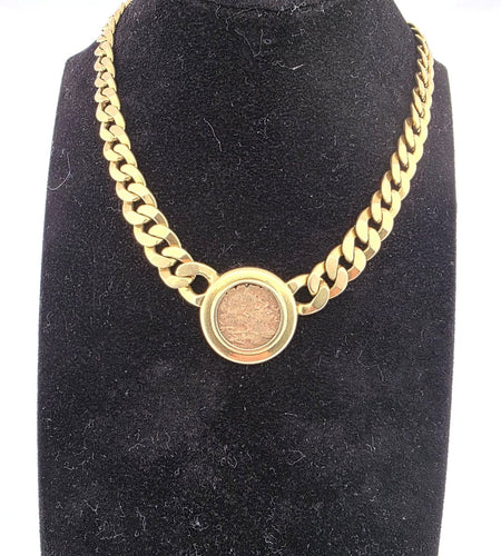 Collier Collier en or jaune 18 ct avec monnaie romaine antique 58 Facettes 363/26 A 174/26
