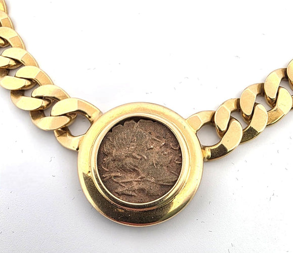 Collier Collier en or jaune 18 ct avec monnaie romaine antique 58 Facettes 363/26 A 174/26