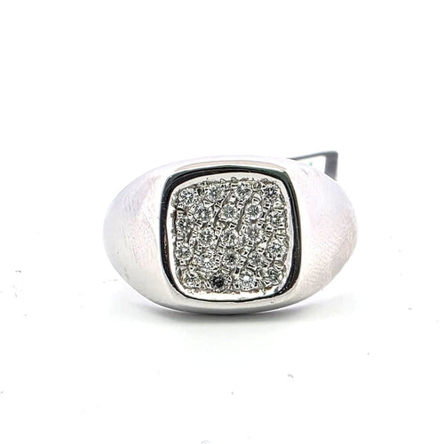 Bague 53 Chevalière - Bague en or blanc 18 kt et diamants 58 Facettes 164/26 E 161 26