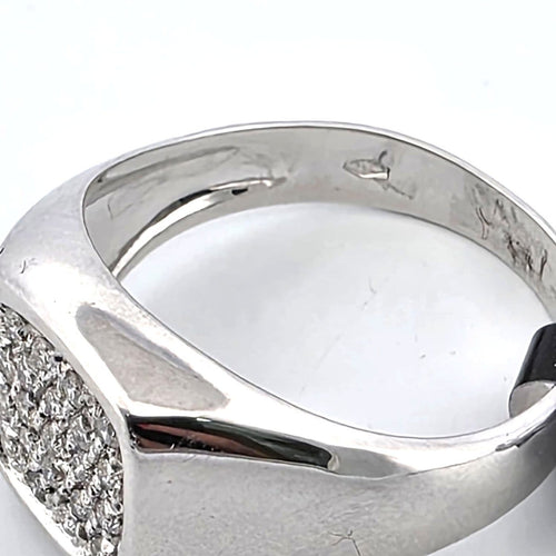 Bague 53 Chevalière - Bague en or blanc 18 kt et diamants 58 Facettes 164/26 E 161 26
