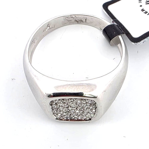 Bague 53 Chevalière - Bague en or blanc 18 kt et diamants 58 Facettes 164/26 E 161 26