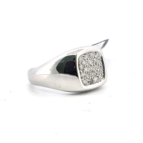 Bague 53 Chevalière - Bague en or blanc 18 kt et diamants 58 Facettes 164/26 E 161 26
