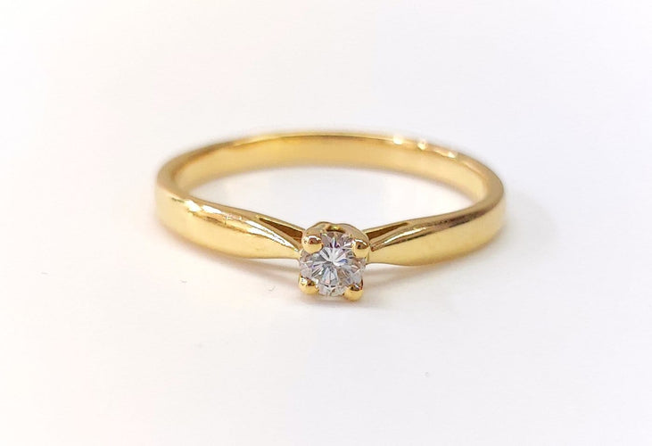 Bague 54 Bague solitaire en or jaune 18K et diamant 58 Facettes solo/2129