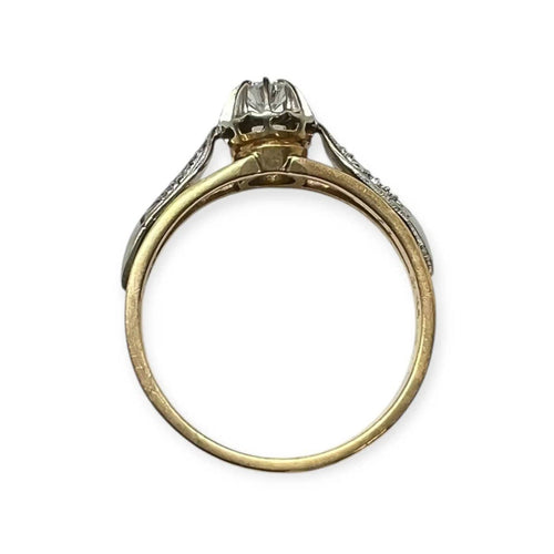 Bague 54 Bague ancienne solitaire en deux ors 750 et diamant 58 Facettes 330097142