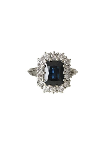 Bague 54.5 Bague en or blanc 18K, saphir et diamants 58 Facettes 268