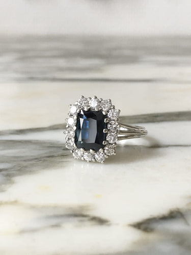Bague 54.5 Bague en or blanc 18K, saphir et diamants 58 Facettes 268