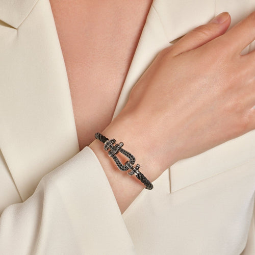 Bracelet FRED Force 10 - Bracelet en or blanc et diamants noirs 58 Facettes 284