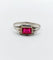 Bague 56 Bague Art déco en or blanc 18k et verre rouge 58 Facettes A07133