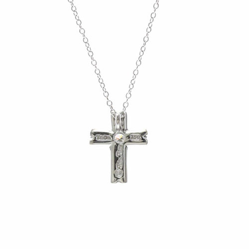 Collier Tiffany & Co. Étoile - Collier pendentif croix en or blanc et diamants 58 Facettes rp76x1hkwr