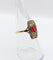 Bague 53.5 Bague Art déco en or 18k, verre rouge et diamants 58 Facettes A07134