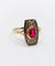Bague 53.5 Bague Art déco en or 18k, verre rouge et diamants 58 Facettes A07134