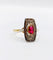 Bague 53.5 Bague Art déco en or 18k, verre rouge et diamants 58 Facettes A07134