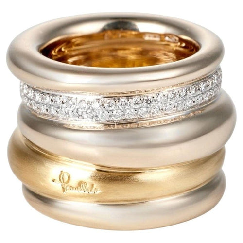 Bague 50 Pomellato Tubolare - Bague en or jaune, or blanc et diamants 58 Facettes 240