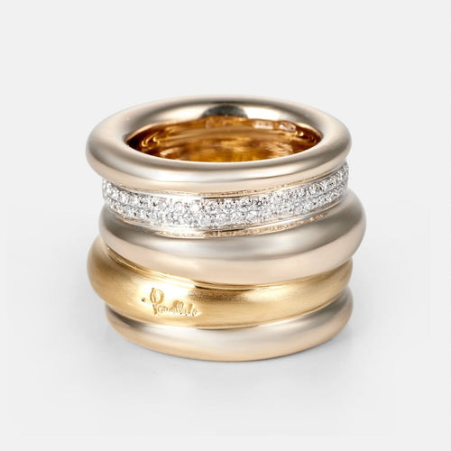 Bague 50 Pomellato Tubolare - Bague en or jaune, or blanc et diamants 58 Facettes 240