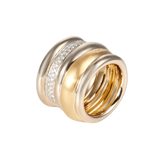 Bague 50 Pomellato Tubolare - Bague en or jaune, or blanc et diamants 58 Facettes 240