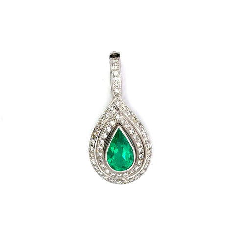 Pendentif Rain of Light - Pendentif en or blanc, émeraude et diamants 58 Facettes 50468