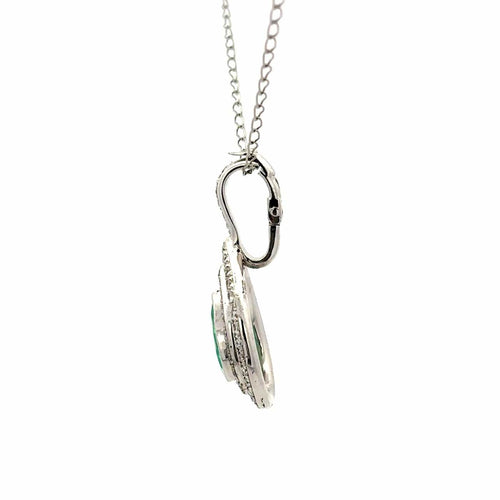 Pendentif Rain of Light - Pendentif en or blanc, émeraude et diamants 58 Facettes 50468