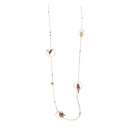 Collier Boucheron Nuri - Sautoir en or rose, saphirs, tsavorites et diamants 58 Facettes 35702