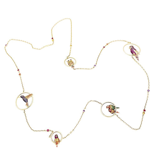 Collier Boucheron Nuri - Sautoir en or rose, saphirs, tsavorites et diamants 58 Facettes 35702