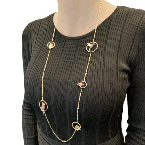 Collier Boucheron Nuri - Sautoir en or rose, saphirs, tsavorites et diamants 58 Facettes 35702