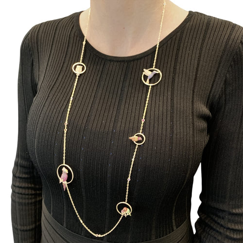 Collier Boucheron Nuri - Sautoir en or rose, saphirs, tsavorites et diamants 58 Facettes 35702