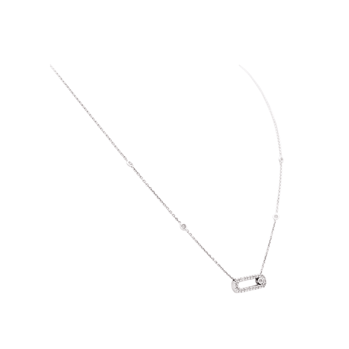 Collier Messika Move Uno Pavé - Collier en or blanc et diamants 58 Facettes 35705