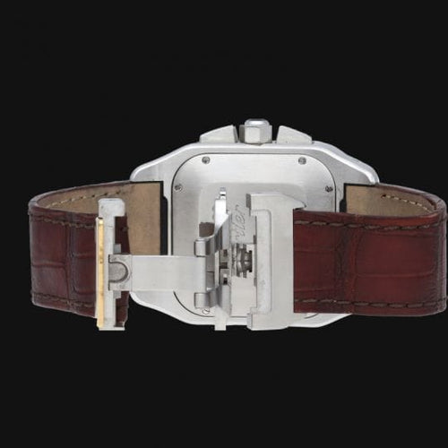 Montre Cartier Santos 100 XL - Montre chronographe en or jaune 18K et acier 58 Facettes MT46737