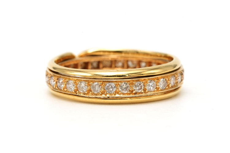 Bague 55 Alliance américaine contemporaine en or jaune 18 carats et diamants 58 Facettes B870