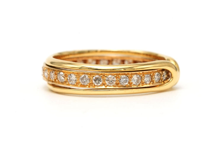Bague 55 Alliance américaine contemporaine en or jaune 18 carats et diamants 58 Facettes B870