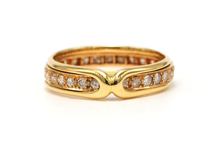 Bague 55 Alliance américaine contemporaine en or jaune 18 carats et diamants 58 Facettes B870