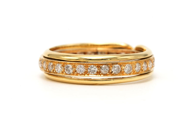 Bague 55 Alliance américaine contemporaine en or jaune 18 carats et diamants 58 Facettes B870
