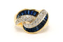 Bague 54 Bague contemporaine en or jaune 18 carats, saphirs et diamants 58 Facettes 23820