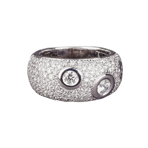 Bague 70 Bubble - Bague chevalière en or blanc et diamants 58 Facettes RING - 014