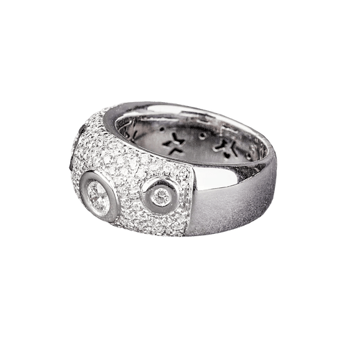 Bague 70 Bubble - Bague chevalière en or blanc et diamants 58 Facettes RING - 014