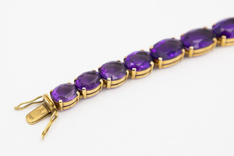 Bracelet Bracelet rivière en or 14 carats et imitations améthyste 58 Facettes 11436