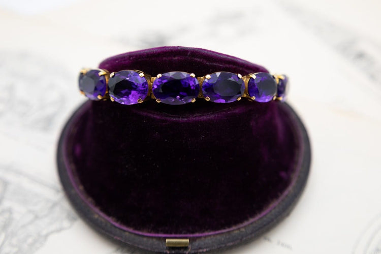 Bracelet Bracelet rivière en or 14 carats et imitations améthyste 58 Facettes 11436