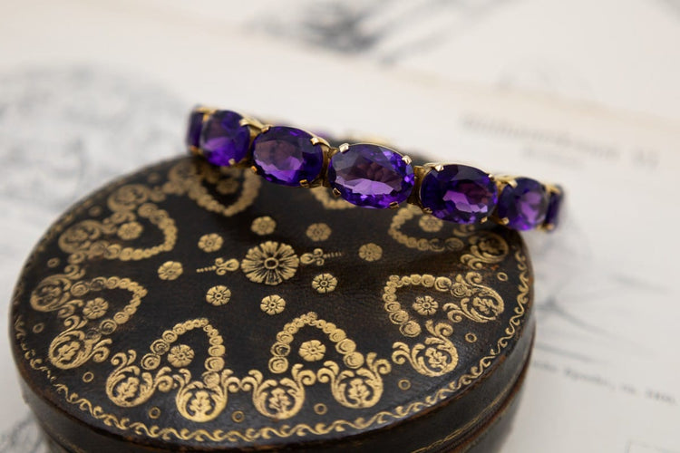 Bracelet Bracelet rivière en or 14 carats et imitations améthyste 58 Facettes 11436