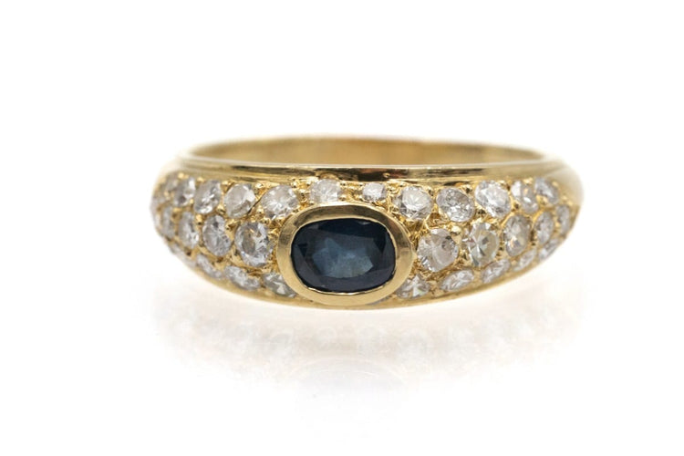 Bague 58 Bague vintage française en or jaune, saphir et diamants 58 Facettes 12078