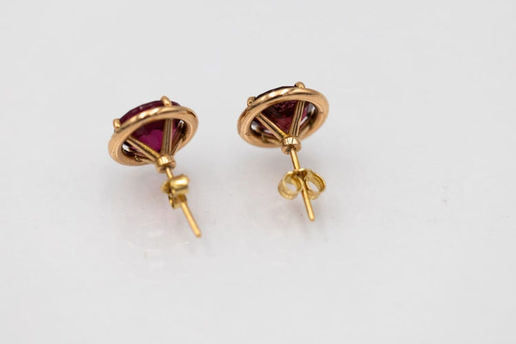 Boucles d'oreilles Boucles d'oreilles en or rose avec tourmalines et diamants 58 Facettes 12189