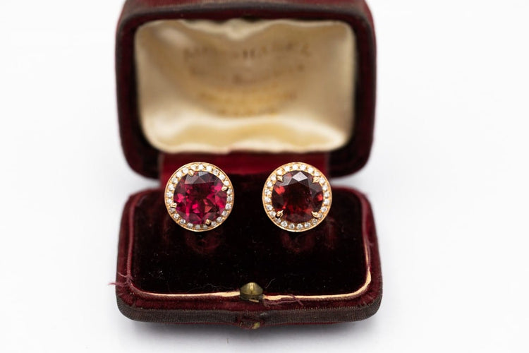 Boucles d'oreilles Boucles d'oreilles en or rose avec tourmalines et diamants 58 Facettes 12189