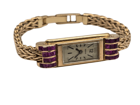 Montre Jaeger-LeCoultre - Montre Duoplan en or jaune 18 ct et saphir rose 58 Facettes rtf