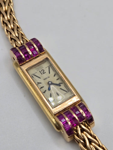 Montre Jaeger-LeCoultre - Montre Duoplan en or jaune 18 ct et saphir rose 58 Facettes rtf
