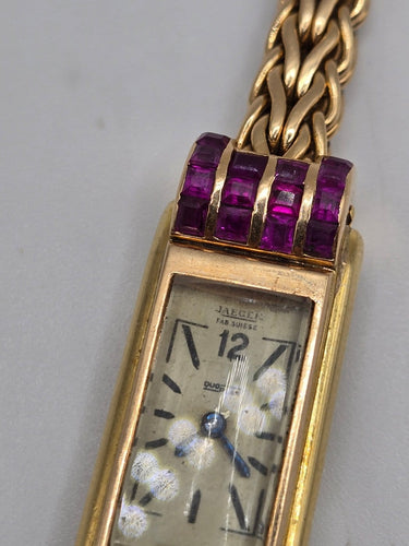 Montre Jaeger-LeCoultre - Montre Duoplan en or jaune 18 ct et saphir rose 58 Facettes rtf