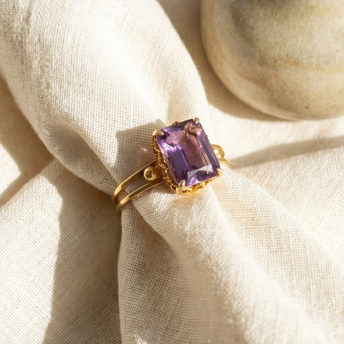 Bague 53 Vintage - Bague en or jaune et améthyste 58 Facettes