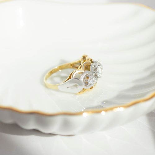 Bague 52 Bague en or jaune et blanc avec diamants 58 Facettes
