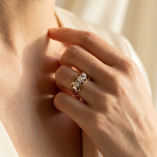 Bague 52 Bague en or jaune et blanc avec diamants 58 Facettes