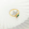 Bague 53 Toi et Moi - Bague ancienne en or jaune, émeraude et diamants 58 Facettes